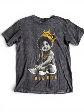 Biggie Baby Graphic Short Sleeve Tee Charcoal With Gold Medium
